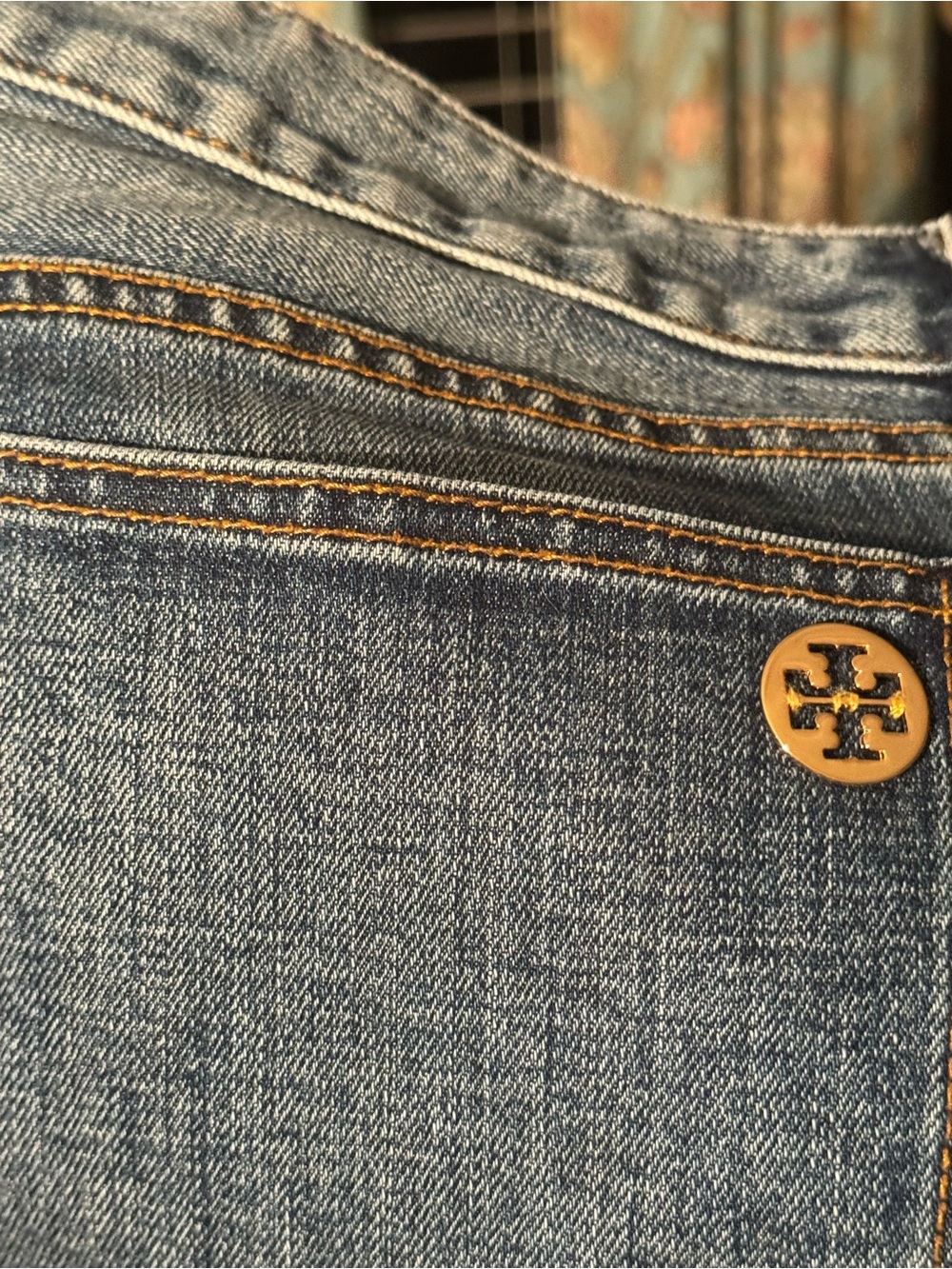 Tory Burch Blue Denim jeans  - Signature Logo Button